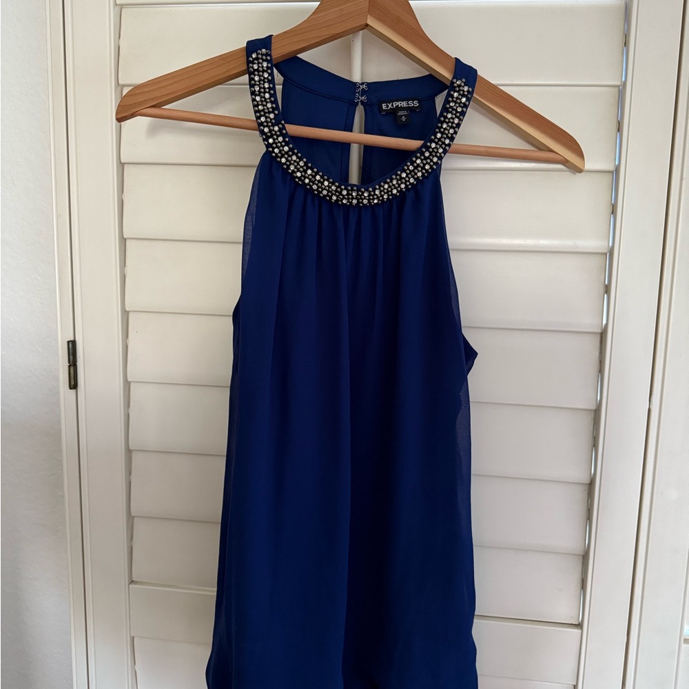 Express Blue Embellished Women's Top